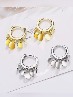 Huggies Set Petite Tassel Hoops Silver  and Gold Minimalist